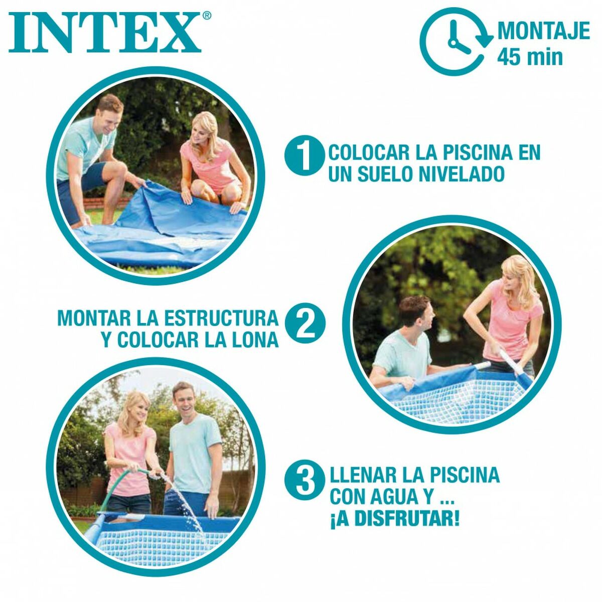 Basseng Avtagbart Intex 400 x 122 x 400 cm 400 x 200 x 122 cm